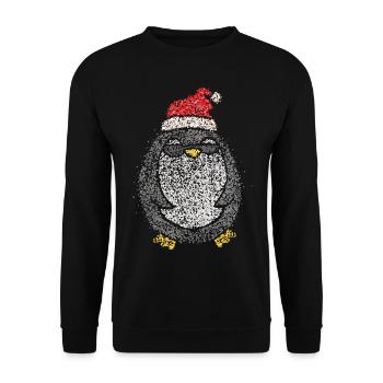 Penguin Christmas Time Santa Hat Ugly Xmas - Unisex Sweatshirt - black - Front - Alina (178cm) & Michal (187cm)