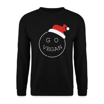 Go Vegan Veganer Veganismus Nikolausmütze Xmas - Unisex Pullover - Schwarz - Vorne - Alina (178cm) & Michal (187cm)