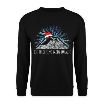Berge Ski Snowboard Wintersport Weihnachtsmotiv - Unisex Pullover - Schwarz - Vorne - Alina (178cm) & Michal (187cm)