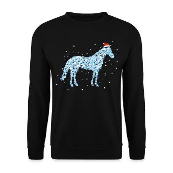 Propriétaire de chevaux Motif de Noël Chapeau de Père Noël - Sweat-shirt Unisexe - noir - Devant - Alina (178cm) & Michal (187cm)