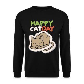Cat, Happy Cat Day, Funny Cat, Cat Day - Unisex Sweatshirt - black - Front - Alina (178cm) & Michal (187cm)