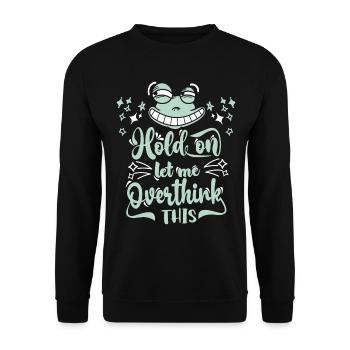 Let-Me-Overthink-This, funny cartoon frog - Unisex Sweatshirt - black - Front - Alina (178cm) & Michal (187cm)