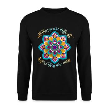 Mandala motivation, motivational saying, saying - Unisex Sweatshirt - black - Front - Alina (178cm) & Michal (187cm)