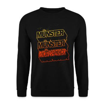 Münster Deutschland Stadt Skyline Heimat Schrift - Unisex Pullover - Schwarz - Vorne - Alina (178cm) & Michal (187cm)