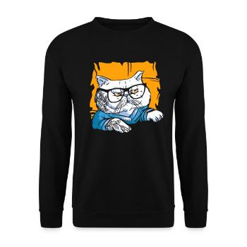 Stilvolle Nerd Persische Katze Beanie Brille - Unisex Pullover - Schwarz - Vorne - Alina (178cm) & Michal (187cm)
