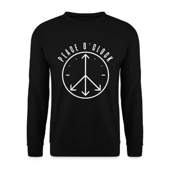 Frieden Liebhaber Uhr Frieden Zeit Optimistisch - Unisex Pullover - Schwarz - Vorne - Alina (178cm) & Michal (187cm)