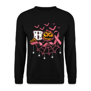 Boo Spooky Halloween Pumpkin Bats Pink - Unisex Sweatshirt - black - Front - Alina (178cm) & Michal (187cm)