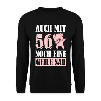 Auch Mit 56 Noch Eine Geile Sau Schwein 56th - Unisex Pullover - Schwarz - Vorne - Alina (178cm) & Michal (187cm)