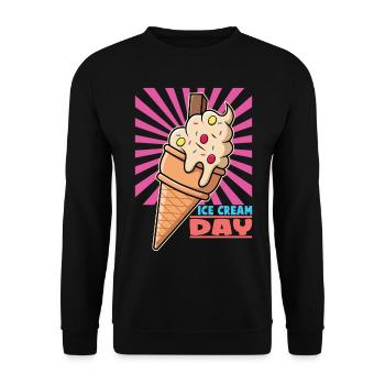Eiscreme logo Sommer Softeis Geschenkidee - Unisex Pullover - Schwarz - Vorne - Alina (178cm) & Michal (187cm)