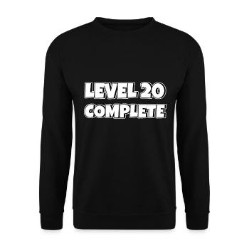Level 20 Complete Geburtstagsgeschenk 20 Jahre - Unisex Pullover - Schwarz - Vorne - Alina (178cm) & Michal (187cm)