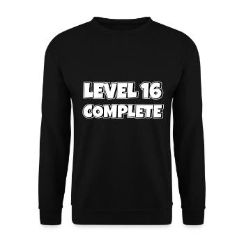 Level 16 Complete Geburtstagsgeschenk 16 Jahre - Unisex Pullover - Schwarz - Vorne - Alina (178cm) & Michal (187cm)