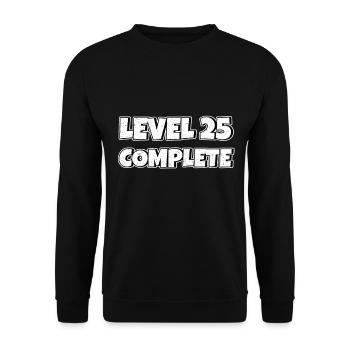 Level 25 Complete Geburtstagsgeschenk 25 Jahre - Unisex Pullover - Schwarz - Vorne - Alina (178cm) & Michal (187cm)