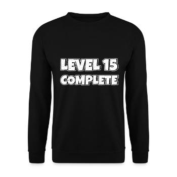 Level 15 Complete Birthday Gift 15 Years - Unisex Sweatshirt - black - Front - Alina (178cm) & Michal (187cm)