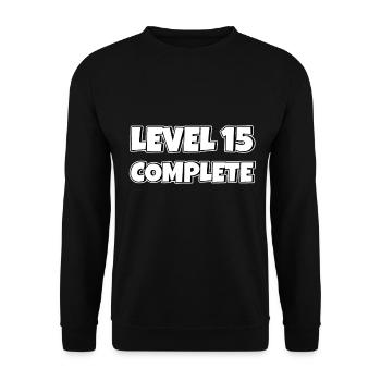 Level 15 Complete Birthday Gift 15 Years - Unisex Sweatshirt - black - Front - Alina (178cm) & Michal (187cm)