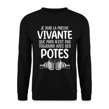 Bière | papa aime la bière - Sweat-shirt Unisexe - noir - Devant - Alina (178cm) & Michal (187cm)