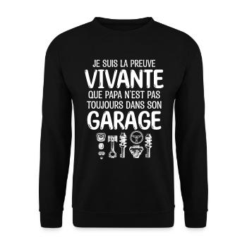 Mécano Garagiste preuve Vivante - cadeau Garagiste - Sweat-shirt Unisexe - noir - Devant - Alina (178cm) & Michal (187cm)