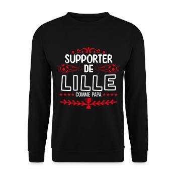 supporteur de Lille - fan de lille comme papa !! - Sweat-shirt Unisexe - noir - Devant - Alina (178cm) & Michal (187cm)