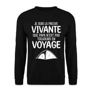 Papa voyageur | papa aime le voyage - Sweat-shirt Unisexe - noir - Devant - Alina (178cm) & Michal (187cm)