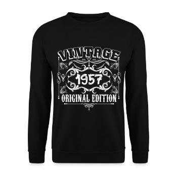 1957 | Vintage Original Edition 1957 birthday - Sweat-shirt Unisexe - noir - Devant - Alina (178cm) & Michal (187cm)