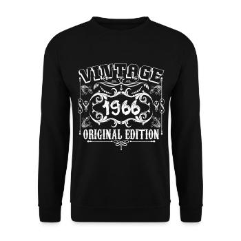 1966 | Vintage Original Edition 1966 Geburtstag - Unisex Pullover - Schwarz - Vorne - Alina (178cm) & Michal (187cm)