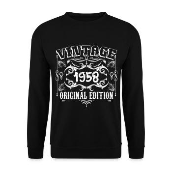 1958| Vintage Original Edition 1958 Geburtstag - Unisex Pullover - Schwarz - Vorne - Alina (178cm) & Michal (187cm)