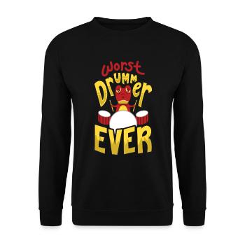 Der Schlechteste Schlagzeuger Dinosaurier Trex - Unisex Pullover - Schwarz - Vorne - Alina (178cm) & Michal (187cm)