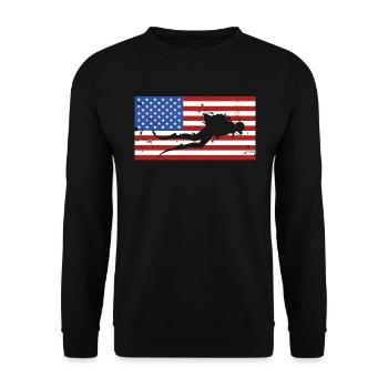 Tauchen Us-flagge - Unisex Pullover - Schwarz - Vorne - Alina (178cm) & Michal (187cm)