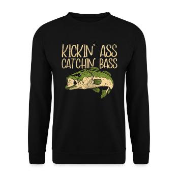 Kickin' Ass Cathin' Perch Fishing Perch Fishing - Unisex Sweatshirt - black - Front - Alina (178cm) & Michal (187cm)