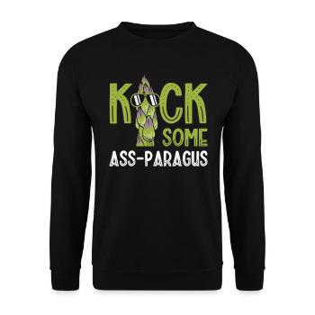 Kicken Sie Etwas Spargel Vegetarisch Gemüse Vegan - Unisex Pullover - Schwarz - Vorne - Alina (178cm) & Michal (187cm)