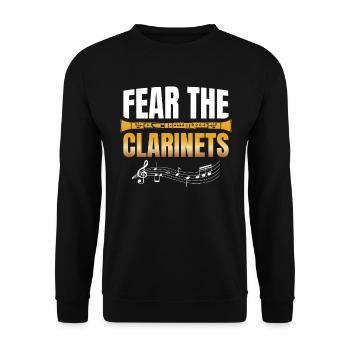 Fear The Clarinets Musician Clarinet Clarinetist - Unisex Sweatshirt - black - Front - Alina (178cm) & Michal (187cm)