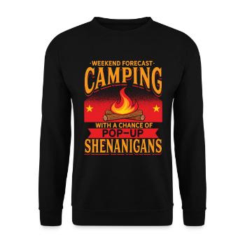 Pop-up Camper Shenanigans Lustiges Camping - Unisex Pullover - Schwarz - Vorne - Alina (178cm) & Michal (187cm)