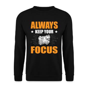 Gardez toujours votre focus photo - Sweat-shirt Unisexe - noir - Devant - Alina (178cm) & Michal (187cm)