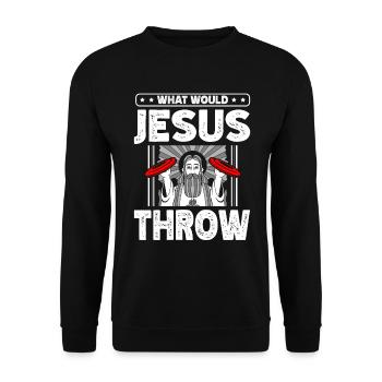 Was Würde Jesus Ultimate Frisbee Player Werfen? - Unisex Pullover - Schwarz - Vorne - Alina (178cm) & Michal (187cm)