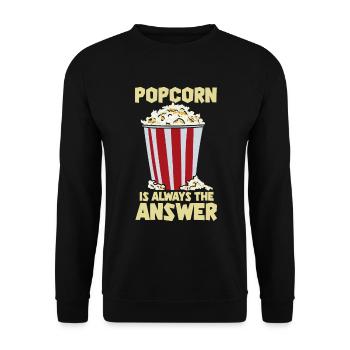 Popcorn is the Answer Cinema Movie Night - Unisex Sweatshirt - black - Front - Alina (178cm) & Michal (187cm)