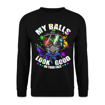 My balls look good on your face - Unisex Sweatshirt - black - Front - Alina (178cm) & Michal (187cm)