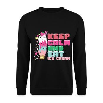 Eiscreme logo Sommer Softeis Geschenkidee - Unisex Pullover - Schwarz - Vorne - Alina (178cm) & Michal (187cm)