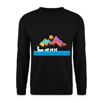 Sled Dog Racing Sled Dogs Gift - Unisex Sweatshirt - black - Front - Alina (178cm) & Michal (187cm)