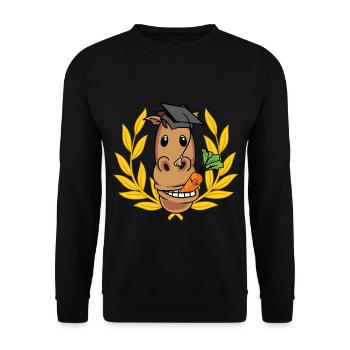 Studiertes Pferd Professor Studium Uni Reiter Abi - Unisex Pullover - Schwarz - Vorne - Alina (178cm) & Michal (187cm)