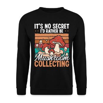 Mushroom Collecting Its no Secret Mushroom ShroomM - Unisex Sweatshirt - black - Front - Alina (178cm) & Michal (187cm)