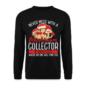 Mushroom Collecting Never mess with a Shroom - Unisex Sweatshirt - black - Front - Alina (178cm) & Michal (187cm)