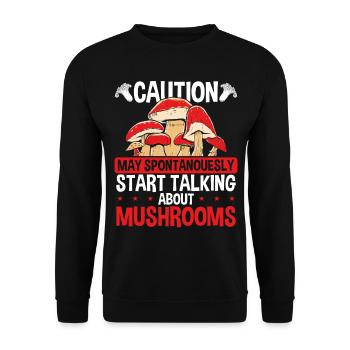 Shroom Caution Talking Mushroom Collecting - Unisex Sweatshirt - black - Front - Alina (178cm) & Michal (187cm)