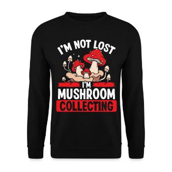 Shroom Im not lost Im Mushroom CollectingShroom Im - Unisex Pullover - Schwarz - Vorne - Alina (178cm) & Michal (187cm)