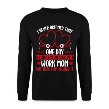 AIIC Infirmière Travail Maman Fête des mères Cardiaque - Sweat-shirt Unisexe - noir - Devant - Alina (178cm) & Michal (187cm)