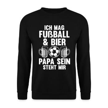 Vater Papi Fußball Bier Papa - Unisex Pullover - Schwarz - Vorne - Alina (178cm) & Michal (187cm)