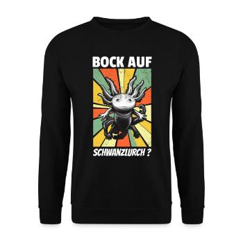 Bock Auf Schwanzlurch - Querzahnmolch Axolotl - Unisex Pullover - Schwarz - Vorne - Alina (178cm) & Michal (187cm)