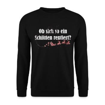 Schlitten Weihnachtsmann Rentiere Weihnachtszeit - Unisex Pullover - Schwarz - Vorne - Alina (178cm) & Michal (187cm)