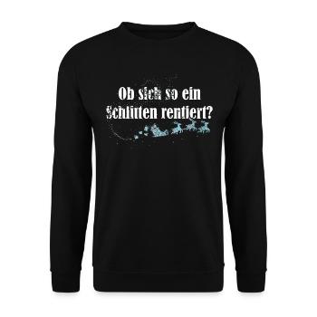 Weihnachtsmann Schlitten Rentiere Weihnachten Xmas - Unisex Pullover - Schwarz - Vorne - Alina (178cm) & Michal (187cm)