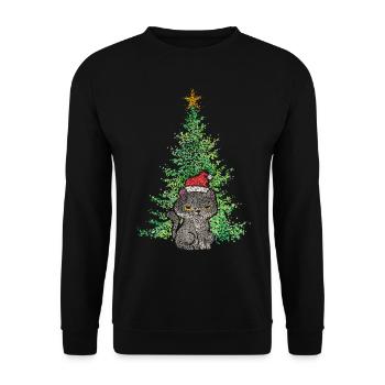 Cat Cats Christmas grouch Christmas tree - Unisex Sweatshirt - black - Front - Alina (178cm) & Michal (187cm)