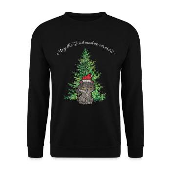 Christmas muffle Catmas Cat Anti Christmas tree - Unisex Sweatshirt - black - Front - Alina (178cm) & Michal (187cm)