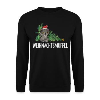 Weihnachtsmuffel Anti Weihnachten Weihnachtsbaum - Unisex Pullover - Schwarz - Vorne - Alina (178cm) & Michal (187cm)